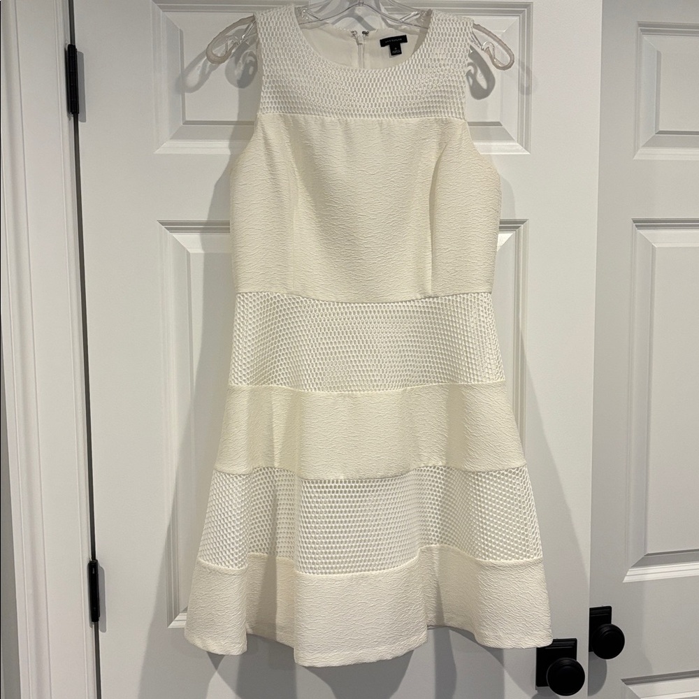 Ann Taylor White Textured Sleeveless Dress